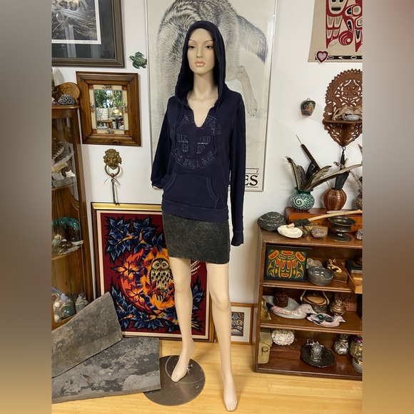 Dark Indigo Blue Pull Over Hoodie - Picture 5 of 5